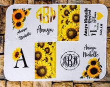 Load image into Gallery viewer, Personalized Sunflower baby blanket