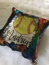 Load image into Gallery viewer, Flip sequins Softball rainbow sequins pillow