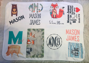 Personalized Forest Animal Baby blanket