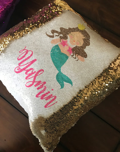 gold and white mermaid pillow