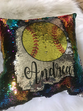 Load image into Gallery viewer, Flip sequins Softball rainbow sequins pillow