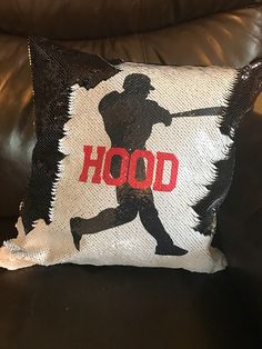 Black and white sequins baseball player flip style pillow