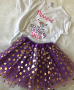 Magical unicorn Birthday girl outfit set