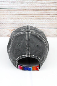 Black vintage style Faith over Fear serape patch baseball style cap