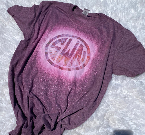 Ladies Maroon With tie dye monogram shirt