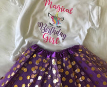 Load image into Gallery viewer, Magical unicorn Birthday girl outfit set