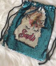 Load image into Gallery viewer, Personalized flip style sequins unicorn dance bag