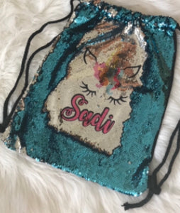 Personalized flip style sequins unicorn dance bag