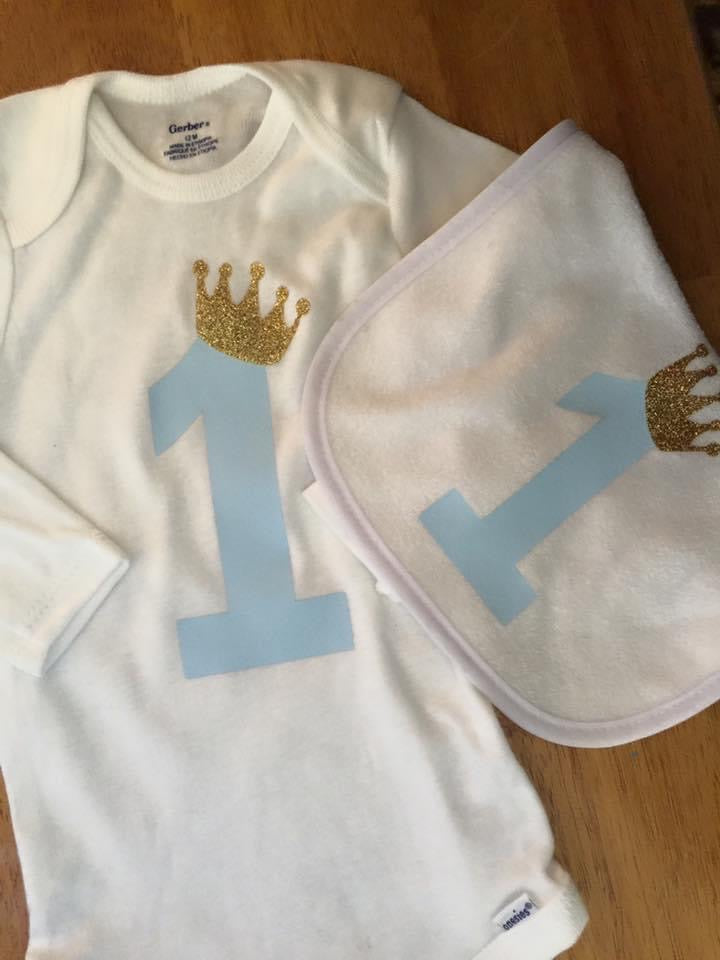 Baby blue Prince 1st Birthday set