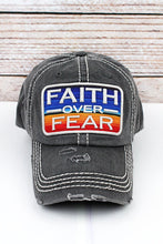 Load image into Gallery viewer, Black vintage style Faith over Fear serape patch baseball style cap