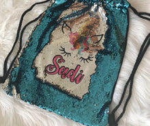 Load image into Gallery viewer, Personalized flip style sequins unicorn dance bag