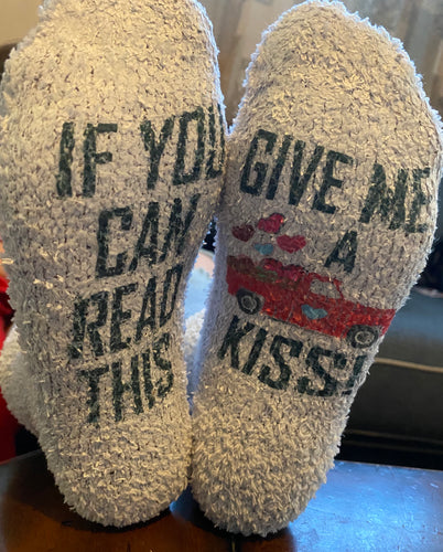 Comfy Give me a kiss Valentines socks