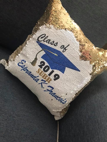 Graduation class of 2020 magic flip sequins pillow