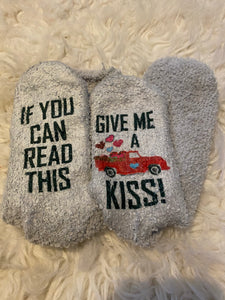 Comfy Give me a kiss Valentines socks