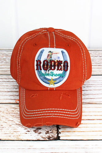 Texas Orange Rodeo Sweetheart vintage style baseball style cap